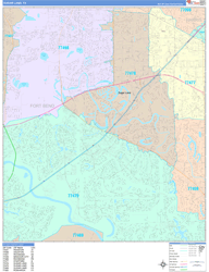 Sugar Land Wall Map Color Cast Style 2024